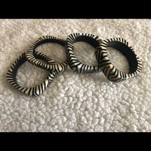Set of 4 Zebra Striped Bangles
